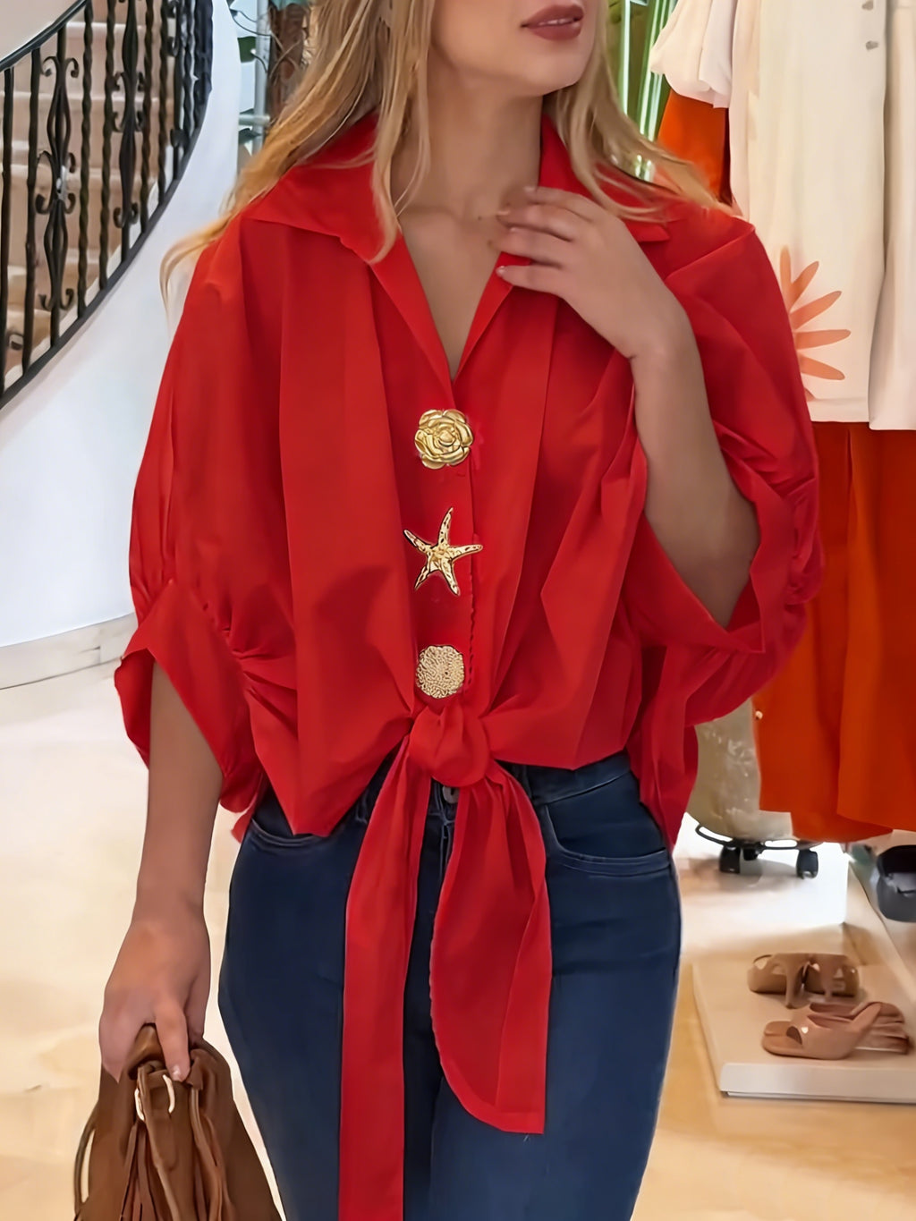 Walyra | Elegante casual damesblouse – Lichtgewicht overhemd met lange mouwen en knopen