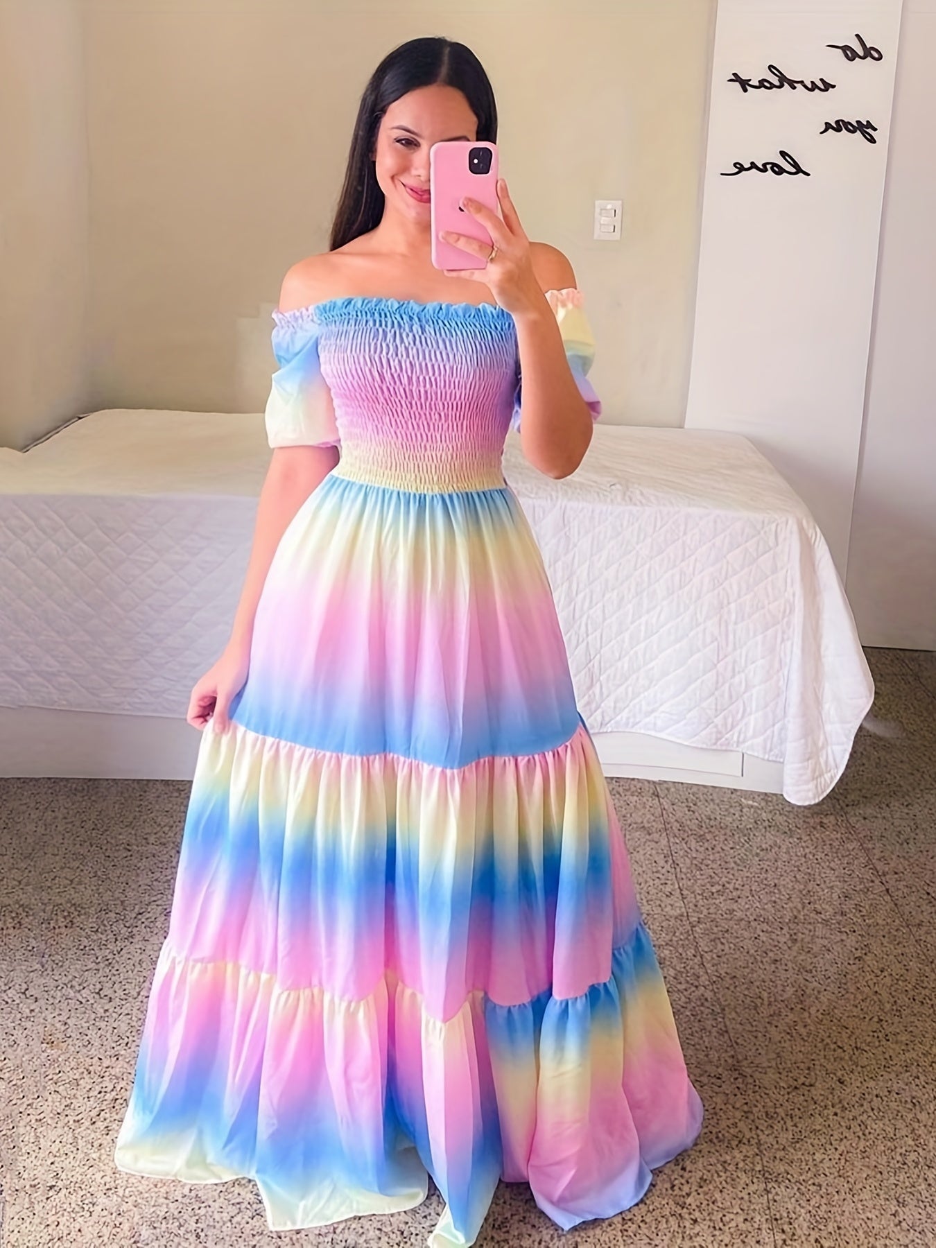 Kasia | Gradient Print Tiered Maxi Dress - Casual Off-Shoulder Party Dress for Women
