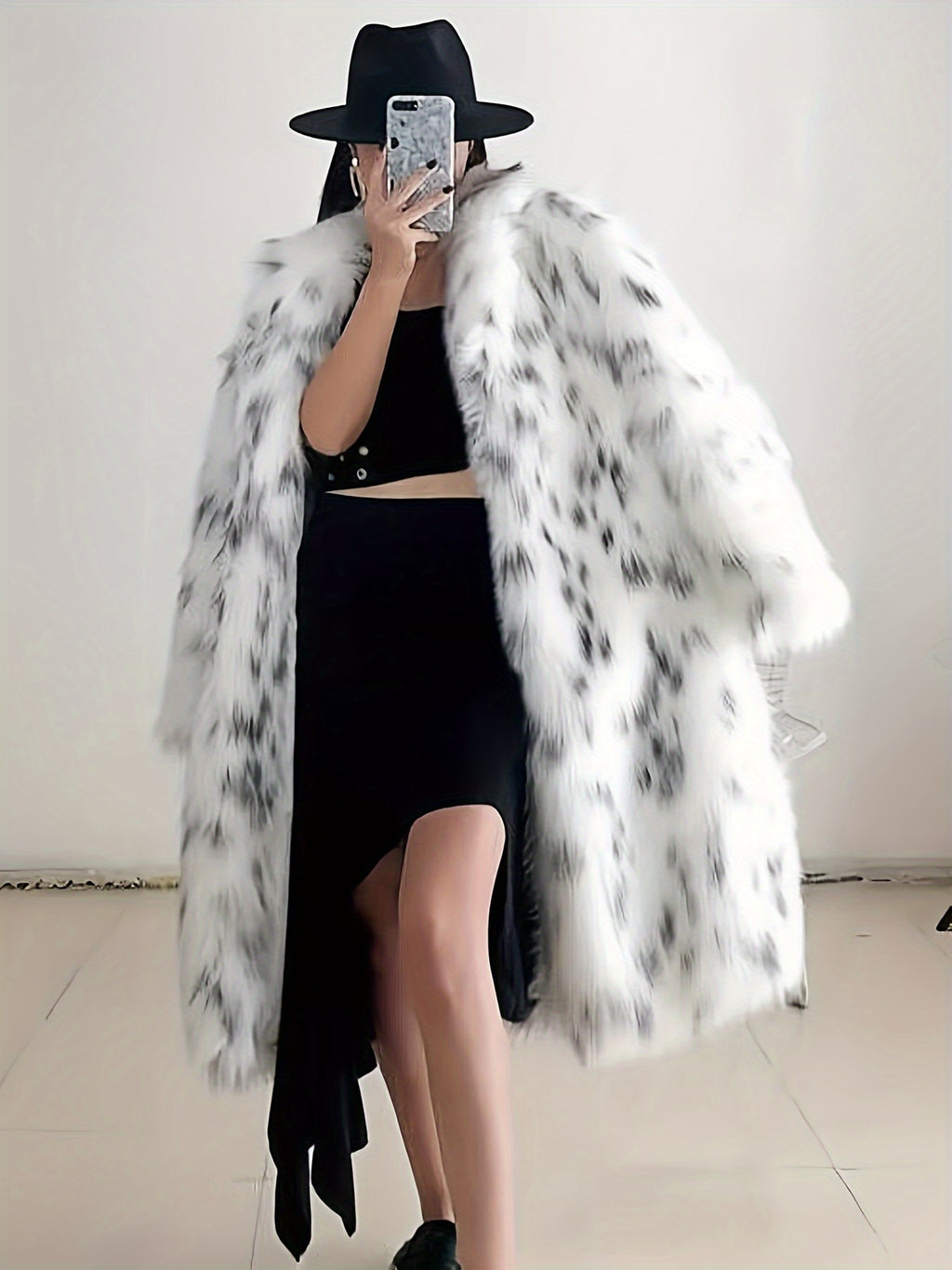 Kassiane | Open Faux Fur Coat met luipaardmotief voor dames