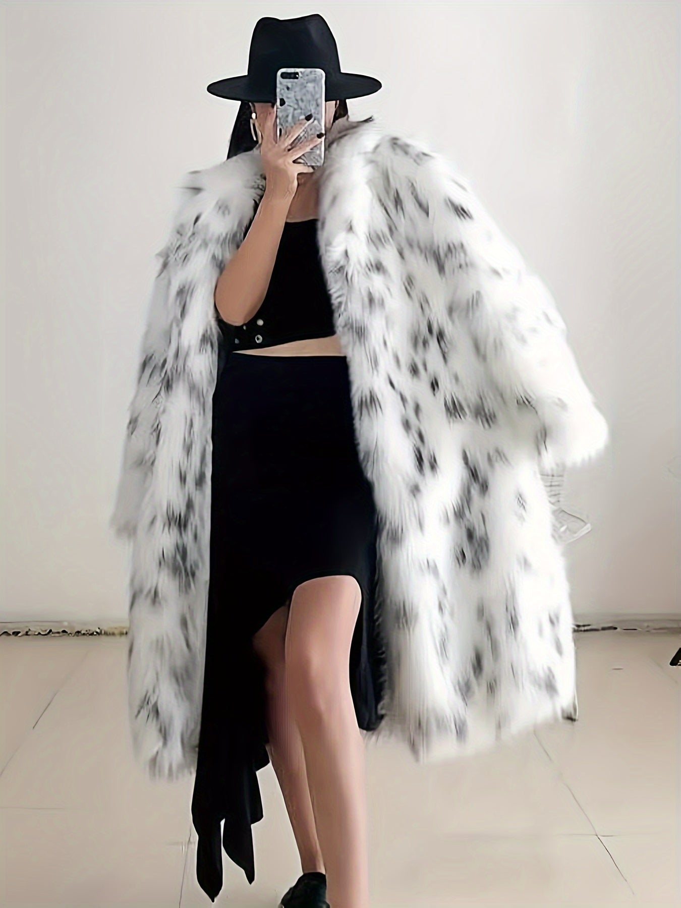 Kassiane | Open Faux Fur Coat met luipaardmotief voor dames