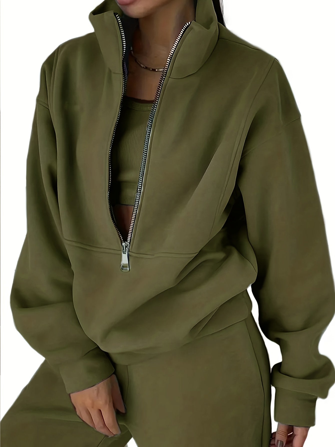 Fritha | Casual Tweedelige Set voor Vrouwen - Sweatshirt met Ritssluiting & Elastische Taille Broek, Comfortabele Lounge Outfit