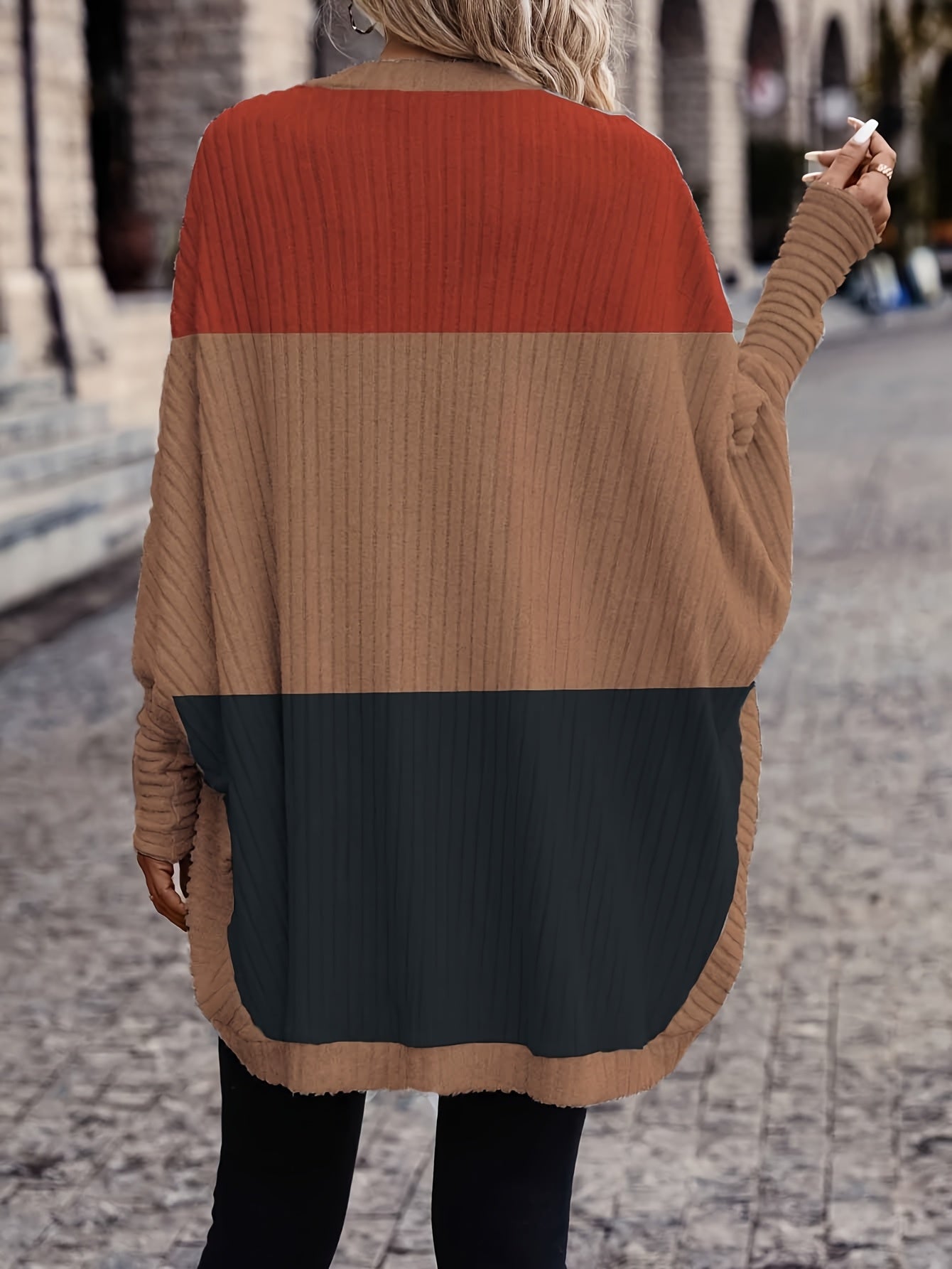 Valyra | Oversized gebreid vest met kleurblokken voor dames – Casual losse lentetop