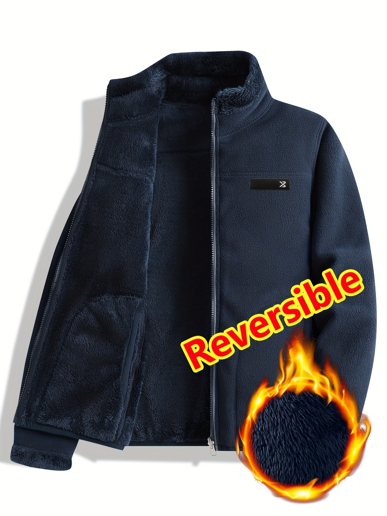 Taisia | Omkeerbaar koraalkleurig fleecejack voor dames – dikke pluche sweaterjas, warme casual winterjas