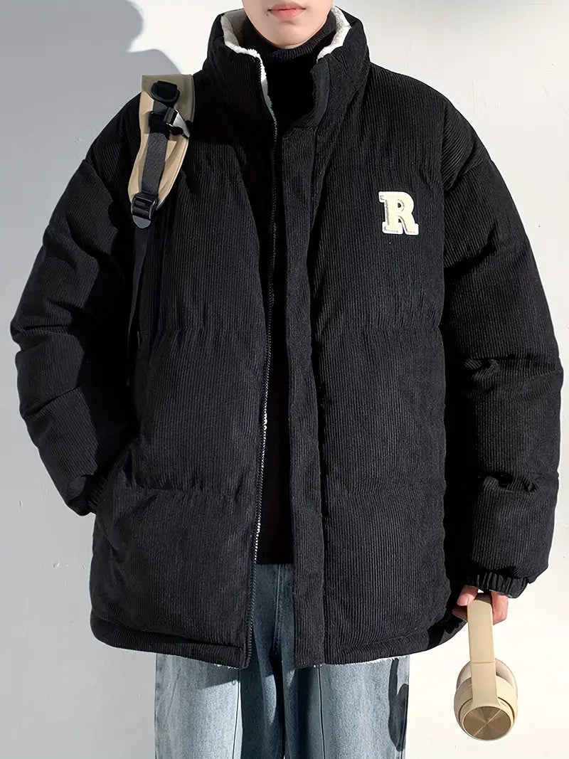 Kyler | Corduroy herenpufferjack met capuchon en pluche voering - warme, stijlvolle winterkleding