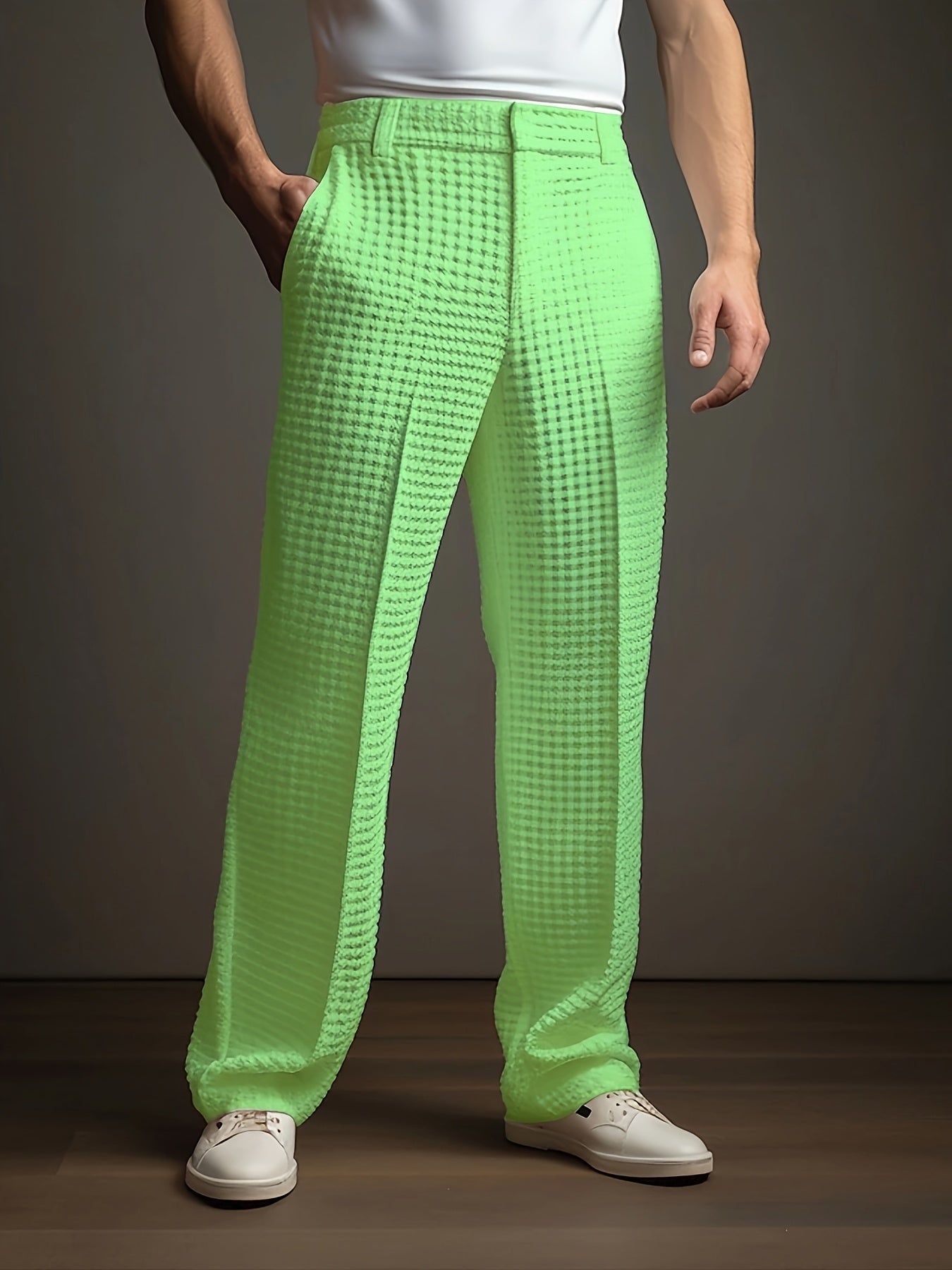 Archer | Rechte casual broek voor heren – zakelijke chino met wafelstructuur, slim fit kantoorbroek