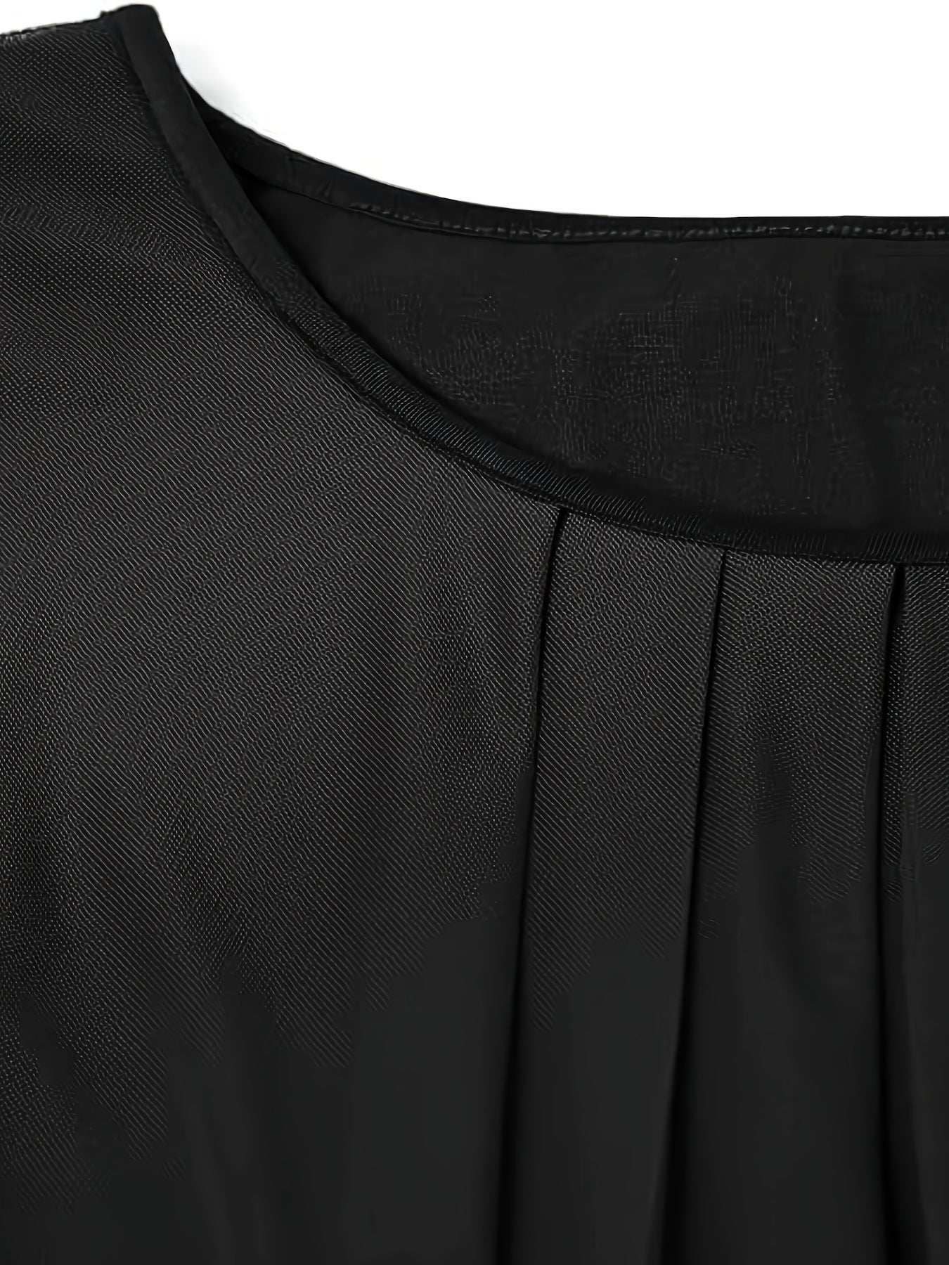 Empriss | Casual Mesh Blouse for Women - Short Sleeves, Pleated Front