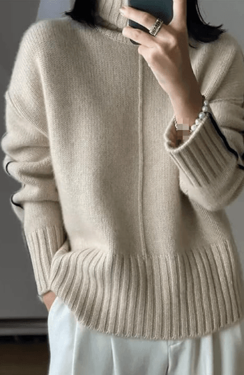 Aevelyn | Damestrui met col van kasjmier - Zachte Warme Trui voor Herfst Winter