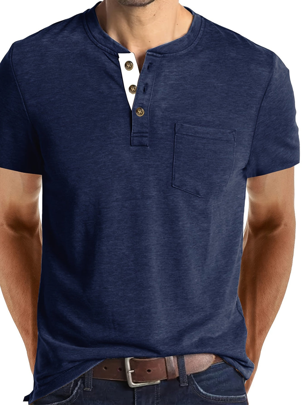 Ewald | Chemise Henley classique pour homme - Manches courtes, tendance et confortable au quotidien 