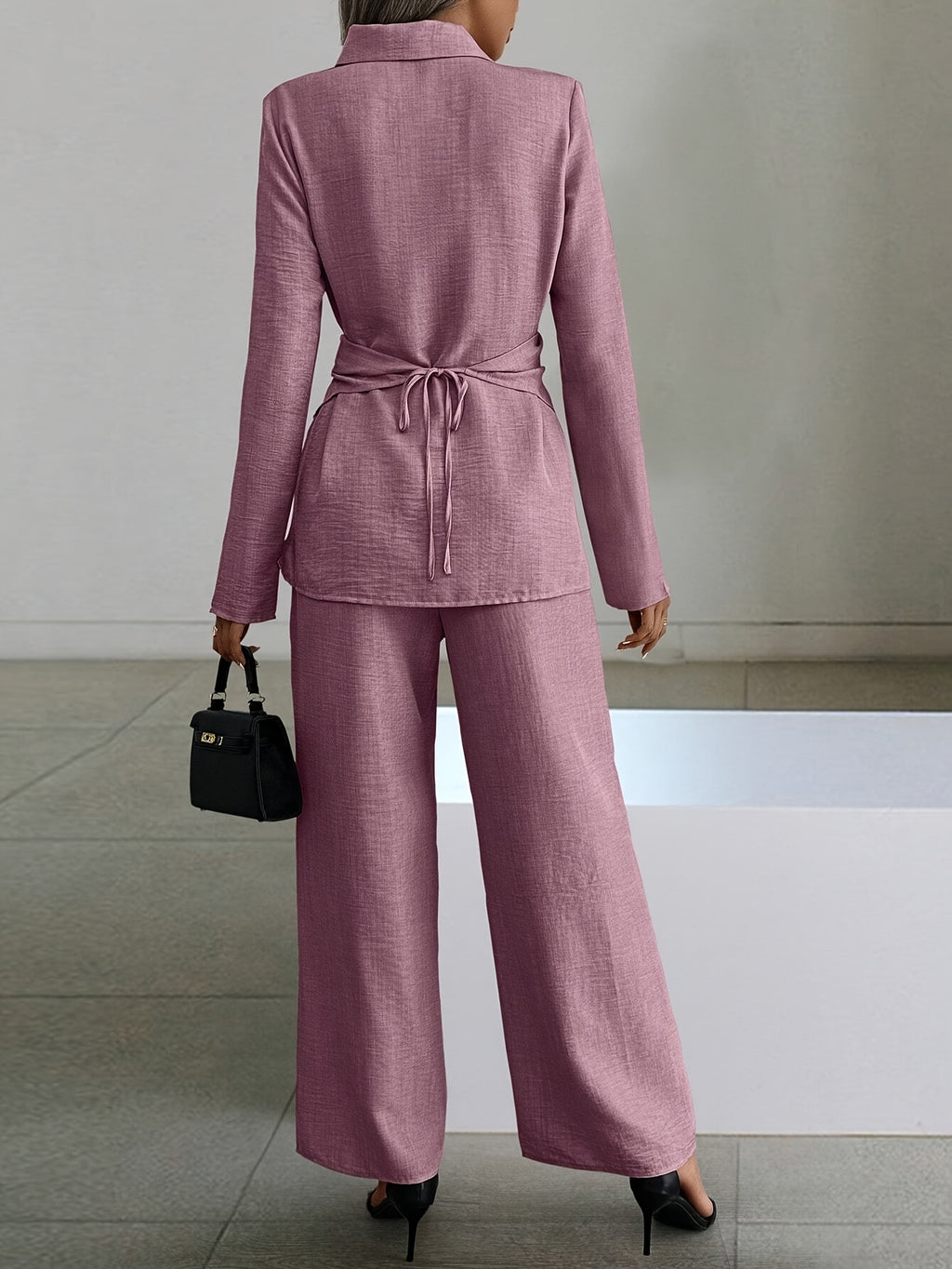 Cirilla | Dames 2-delige set: Top met gekruiste taille & broek met wijde pijpen, casual loszittend pak