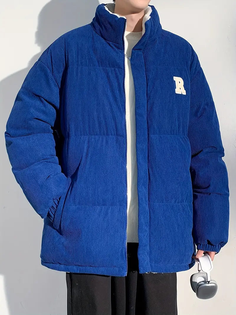 Kyler | Corduroy herenpufferjack met capuchon en pluche voering - warme, stijlvolle winterkleding