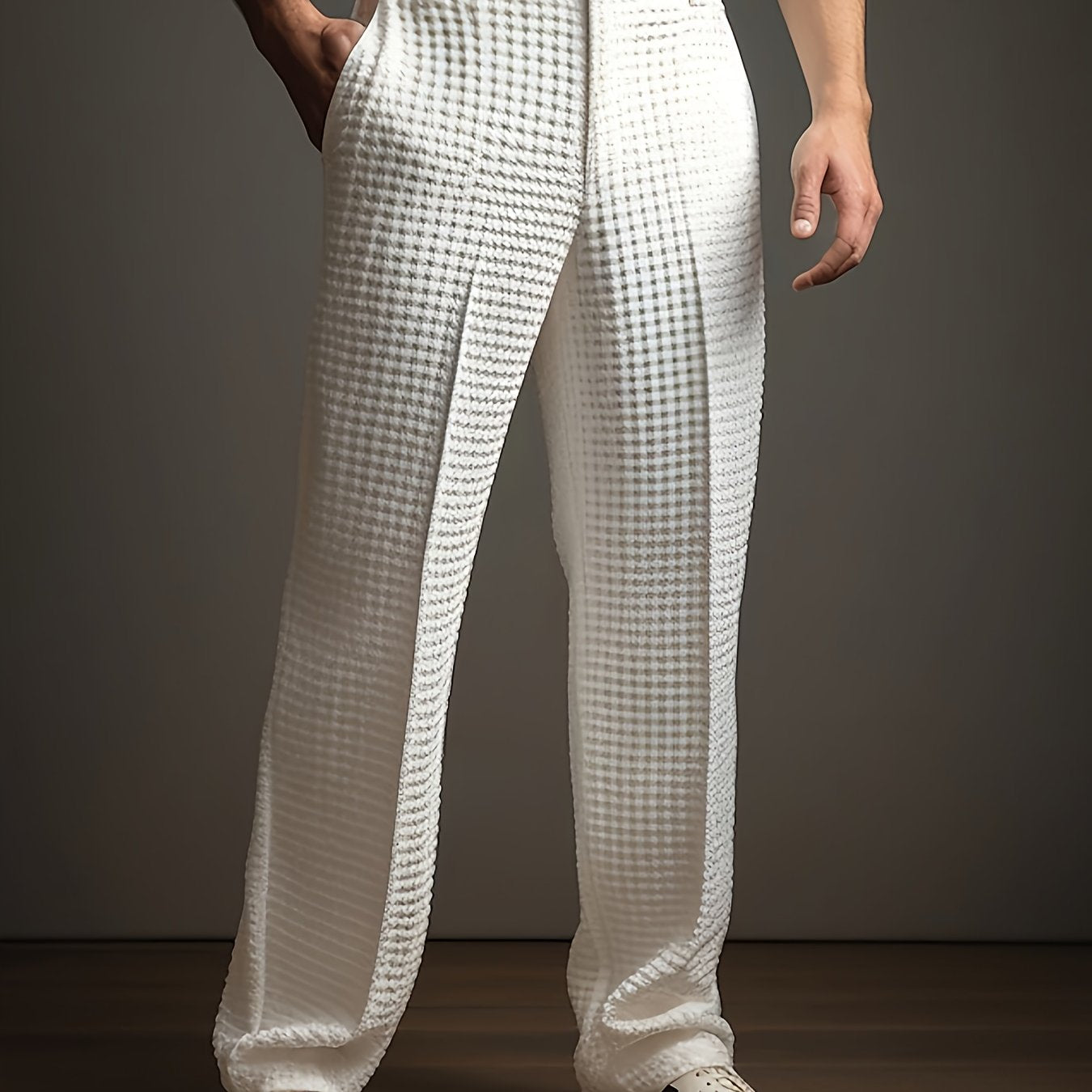Archer | Rechte casual broek voor heren – zakelijke chino met wafelstructuur, slim fit kantoorbroek