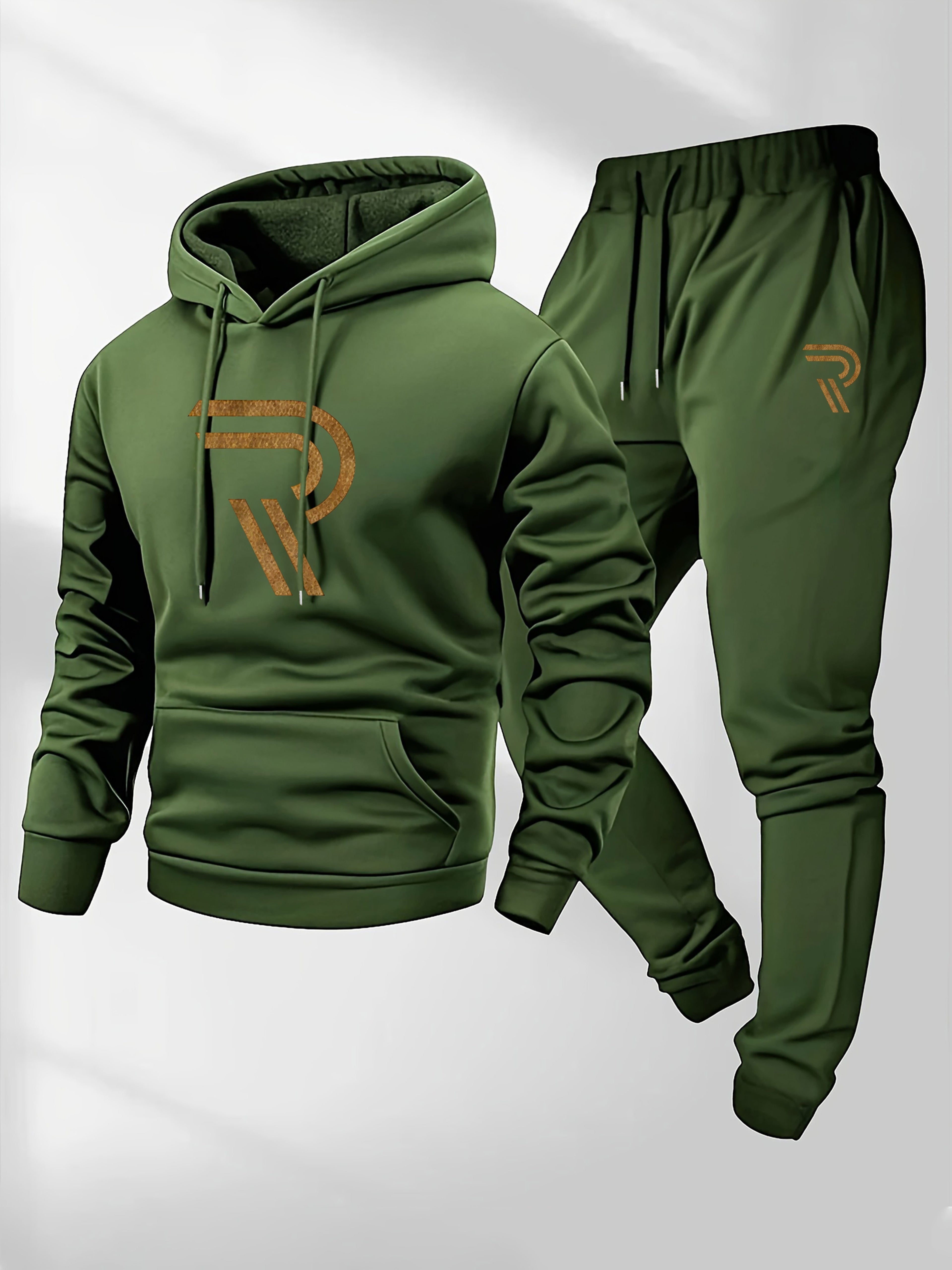 Knudsen | Sportieve hoodie en joggingbroek voor heren – “R”-logo, casual trainingspak, herfst/winter