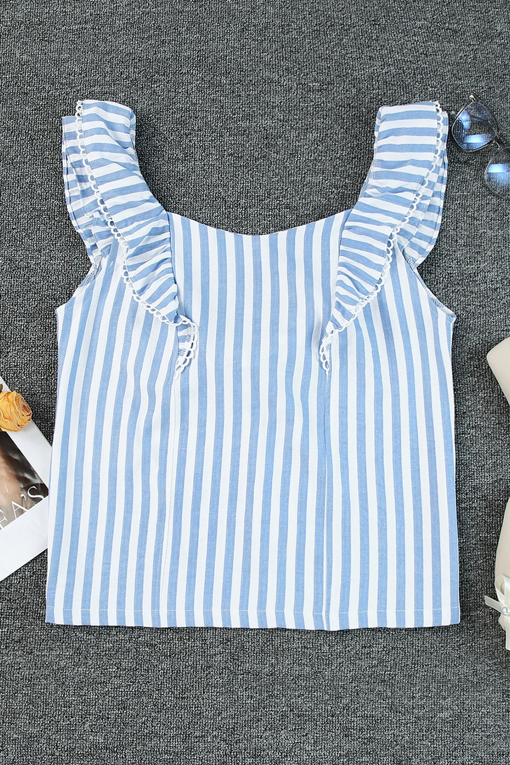 Nevena | Gestreepte Tanktop met Strikdetail op de Rug