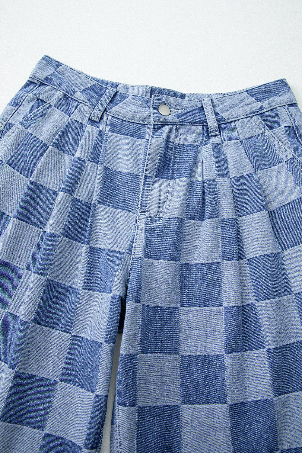 Thelira | Plaid wide-leg jeans for women - high-waisted, loose fit, vintage denim