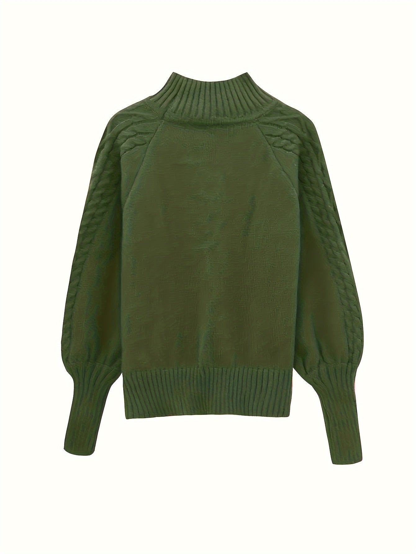 Harleigh | Vrouwen kabel gebreide coltrui - Drop Schouder lantaarn mouwen Casual trui voor herfst en winter