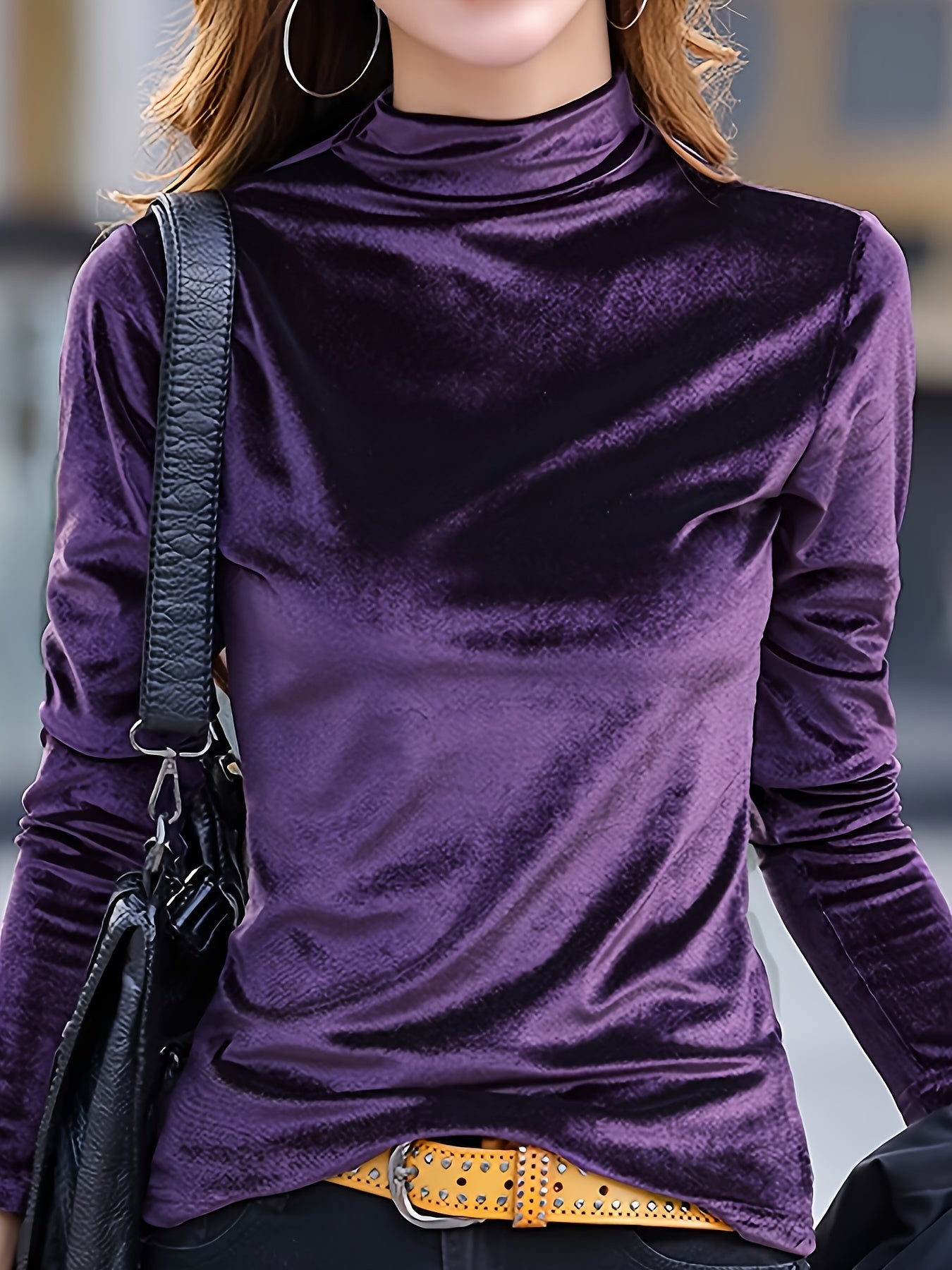 Sibylla | Women's Velvet Turtleneck - Elegant Long Sleeve Top