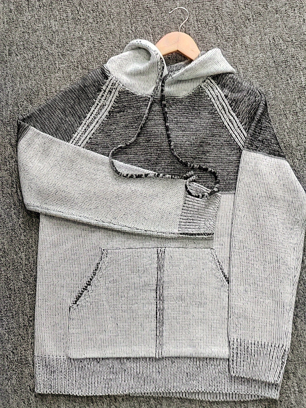 Novak | Kleurblok Gebreide Hoodie voor Mannen - Casual Trui, Streetwear, Warm & Comfortabel