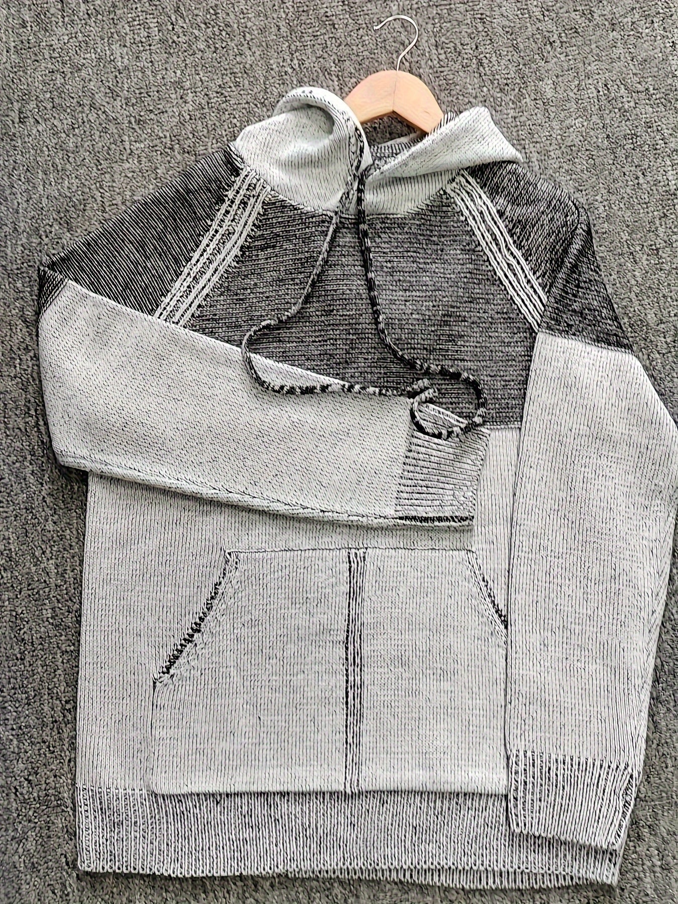 Novak | Kleurblok Gebreide Hoodie voor Mannen - Casual Trui, Streetwear, Warm & Comfortabel