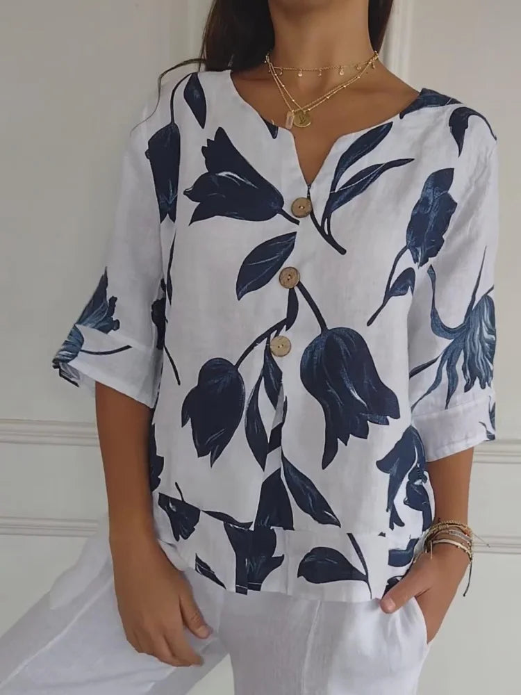 Brunhilde - Chemise à col en V pour femmes