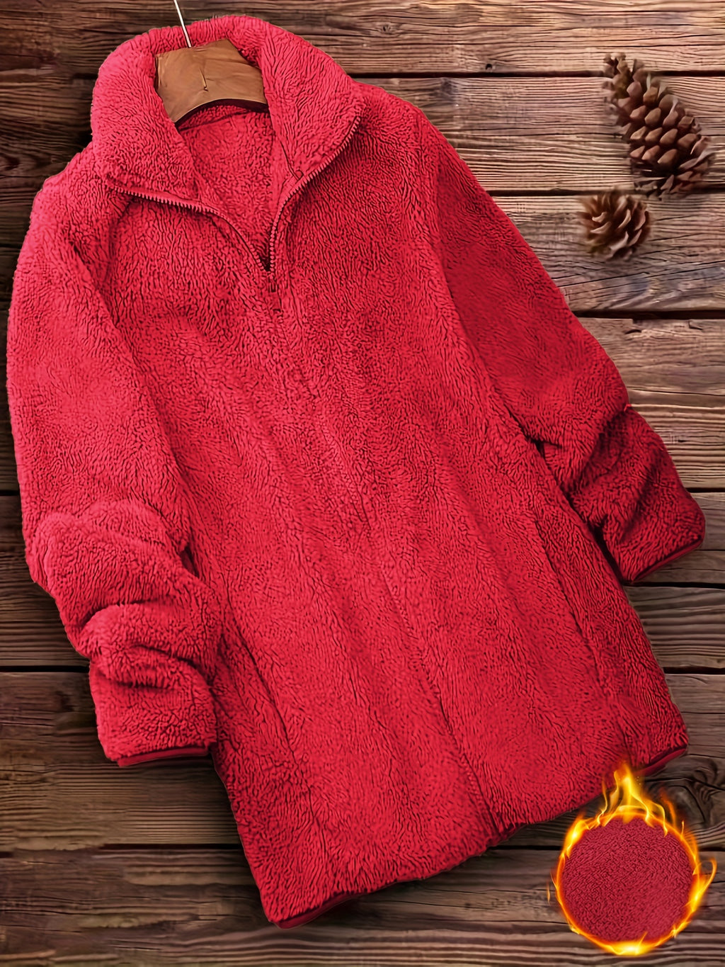 Maren | Teddyjas met rits voor dames - Casual Effen Winterjas - Warme Winterjas met lange mouwen voor koud weer