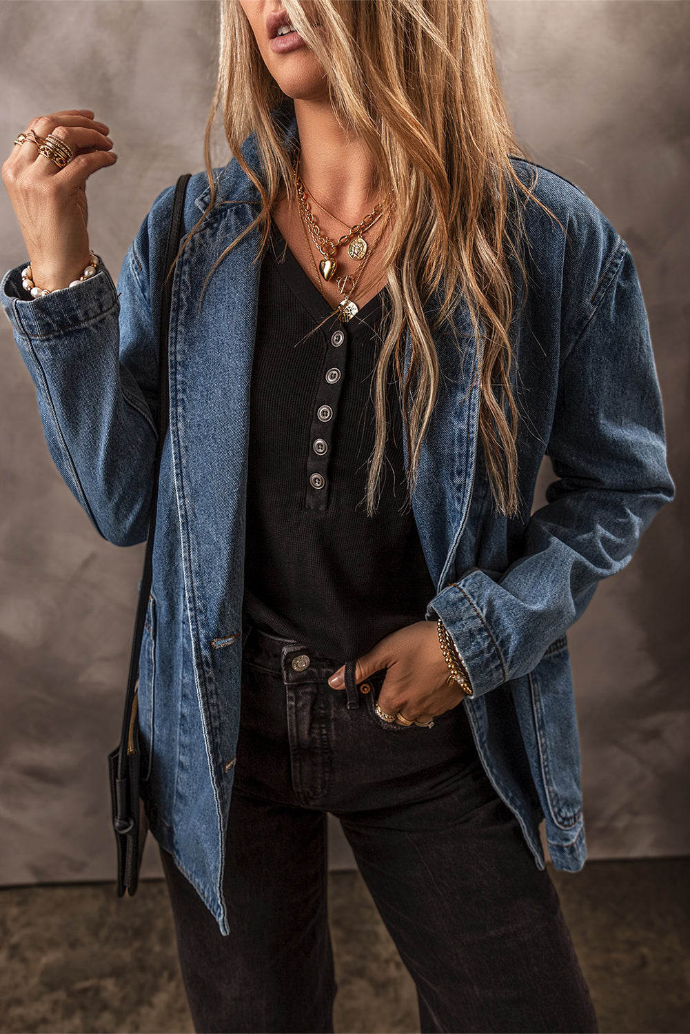 Tavrinae | Dames Casual Denim Jack – Reverskraag, Zijzakken en Klassieke Pasvorm