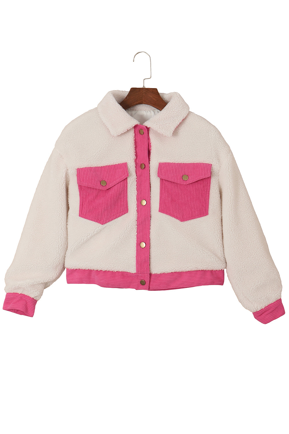 Fiorella | Multicolor sherpa corduroy Knoopsluiting Gewatteerd damesjack