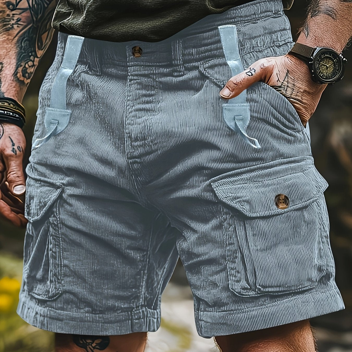 Velion | Herenoverall van corduroy met 3D-weefpatroon – casual broek, ritssluiting