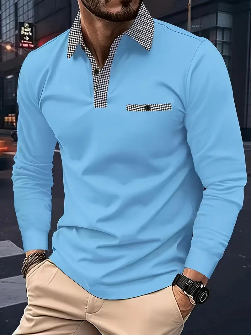 Cassiel | Polo à manches longues pour homme – Chemise classique et décontractée, confortable et respirante