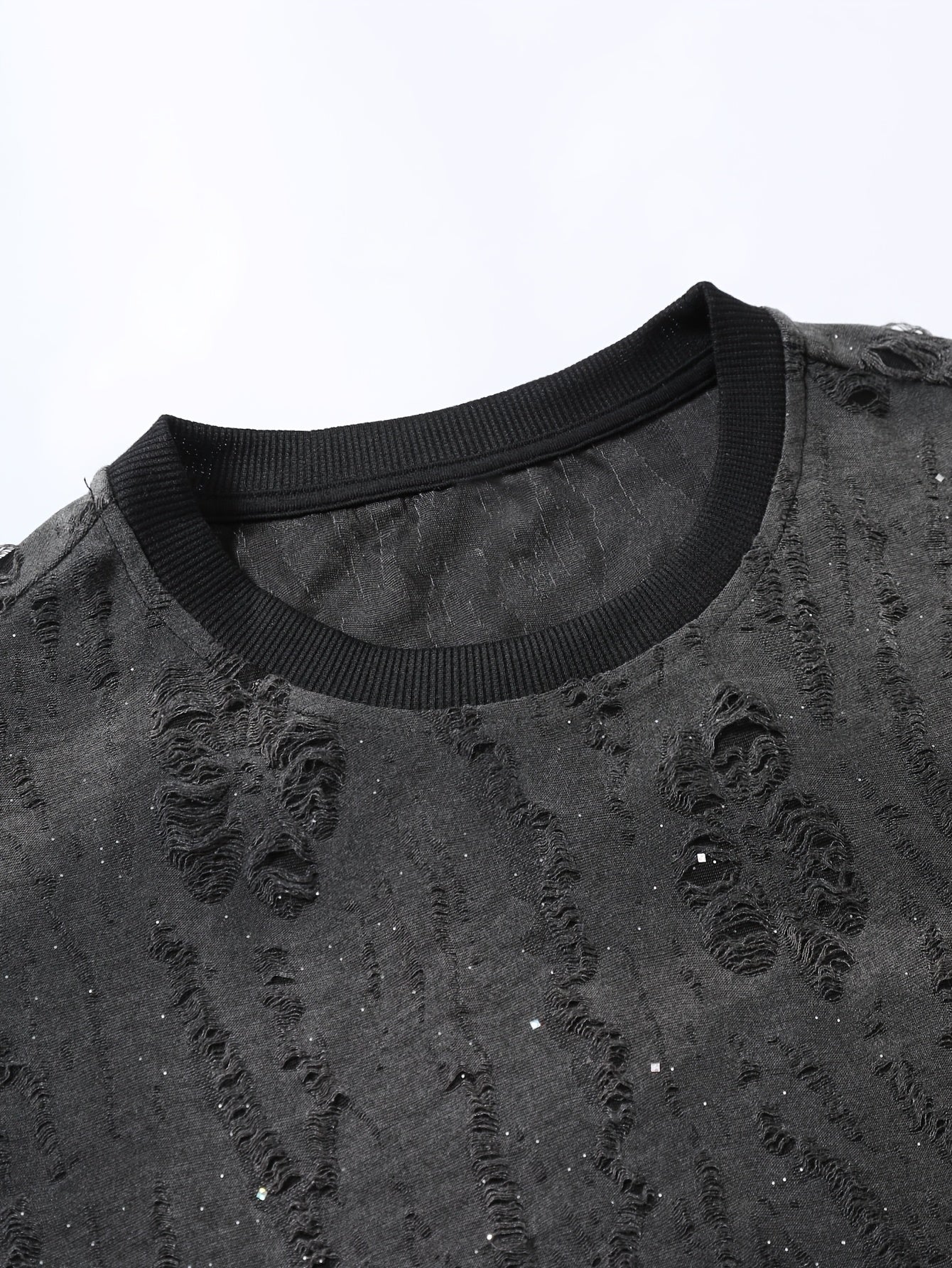 Xyvor | Zwart T-shirt met korte mouwen en structuur voor heren – casual streetwear-T-shirt
