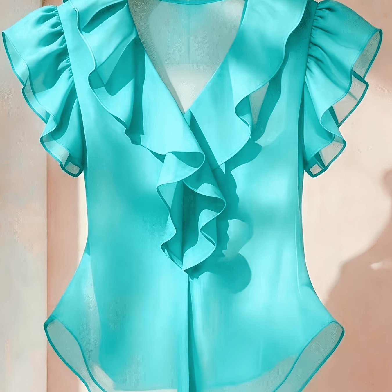 Emia | Dames chiffon blouse met ruches en korte mouwen – Franse stijl top, elegante lichte casual blouse