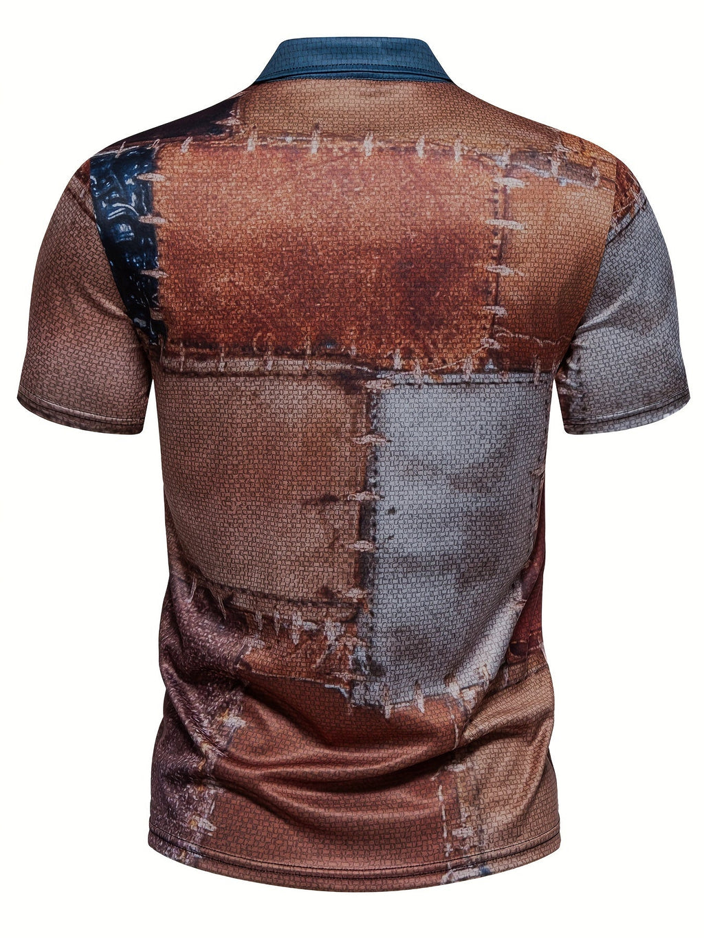 Flavius | Men's Retro Patchwork Polo Shirt - Short Sleeve, Color Block Pattern