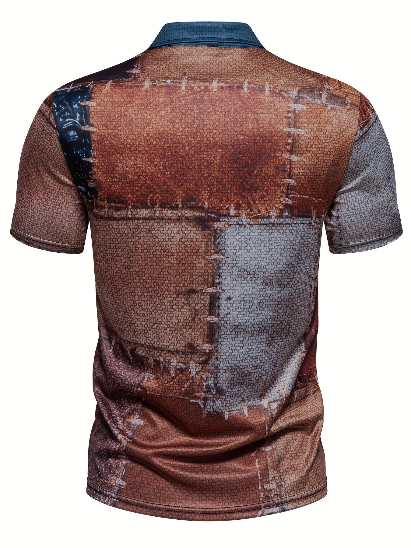 Flavius | Men's Retro Patchwork Polo Shirt - Short Sleeve, Color Block Pattern