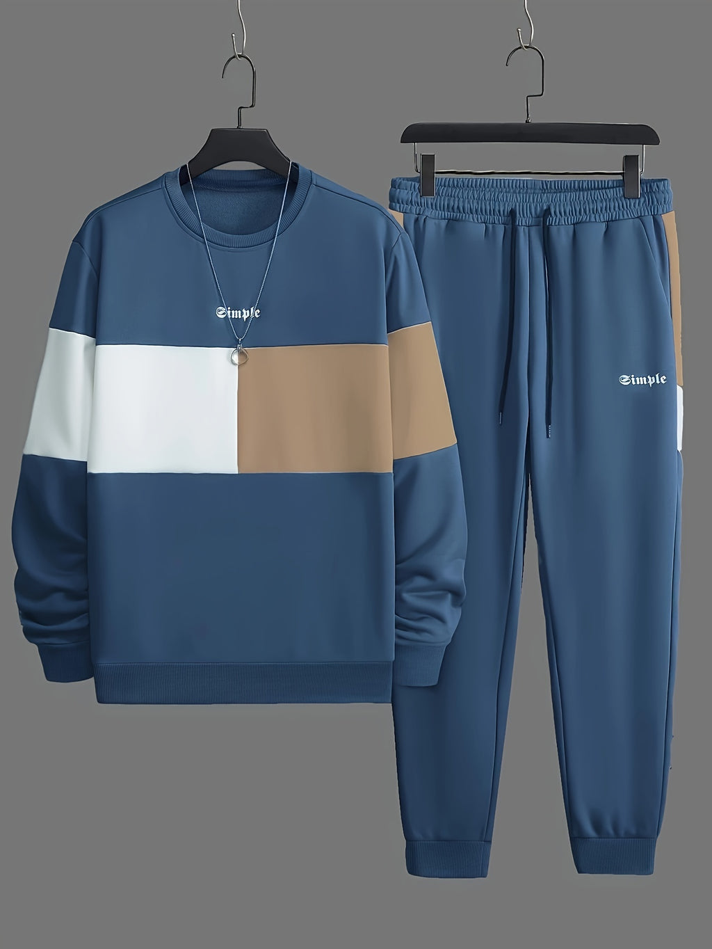 Valiant | Sweater & joggerset met kleurblok voor heren - Casual trainingspak met lange mouwen