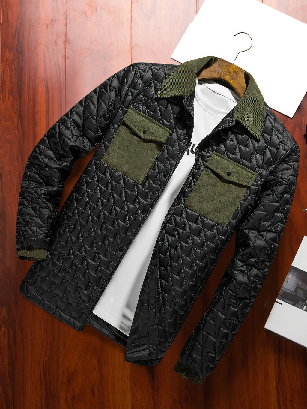 Fortino | Men's Padded Jacket - Contrasting Pockets, Regular Fit, Button Closure