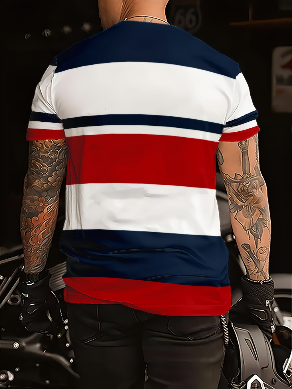 Jeriel | Men's Color Block Striped Short Sleeve Crew Neck T-shirt - Casual T-shirt