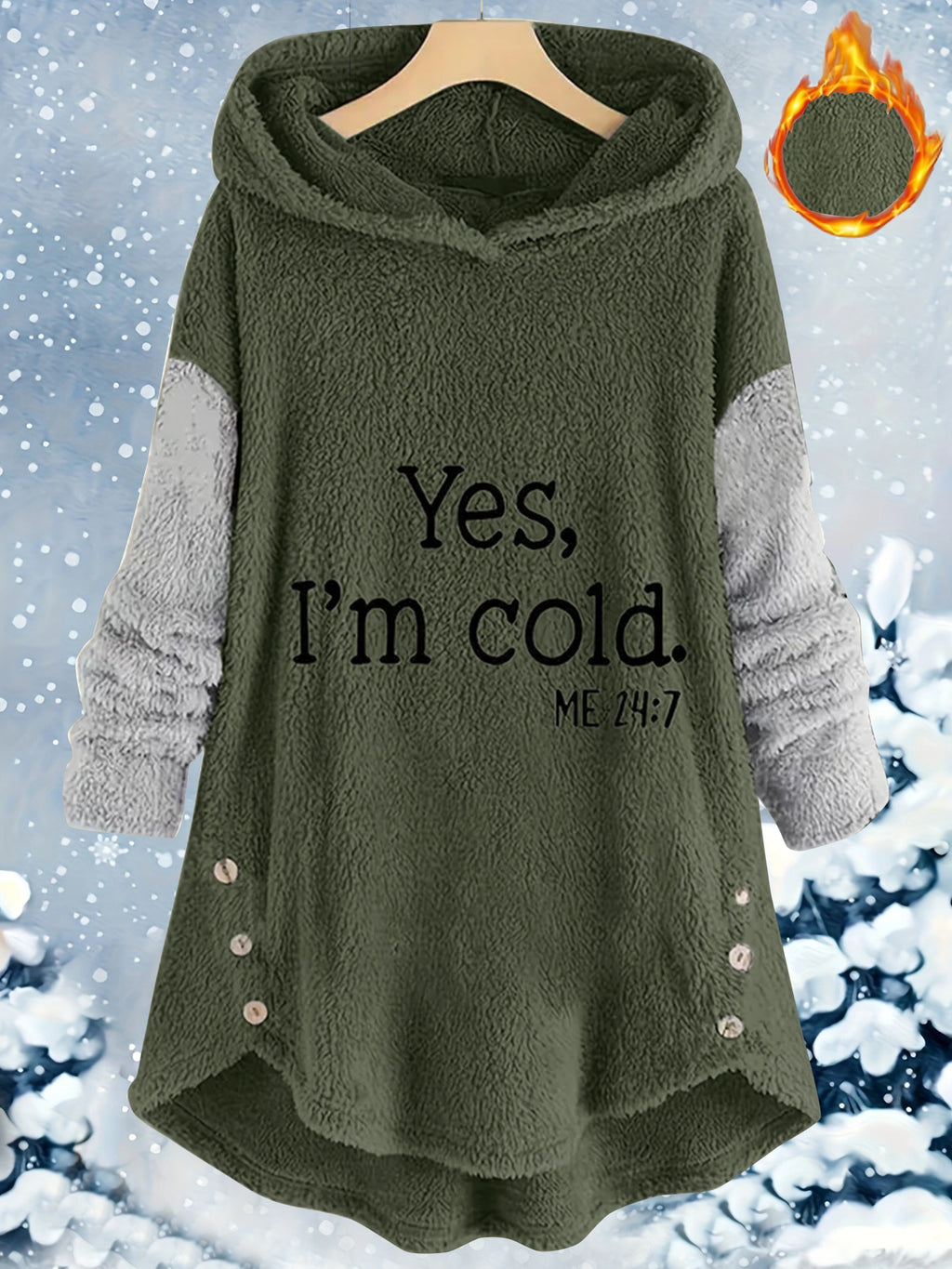 Neryn | Knusse grijze fleece hoodie & joggerset voor dames met briefprint - Casual tweedelige loungeset