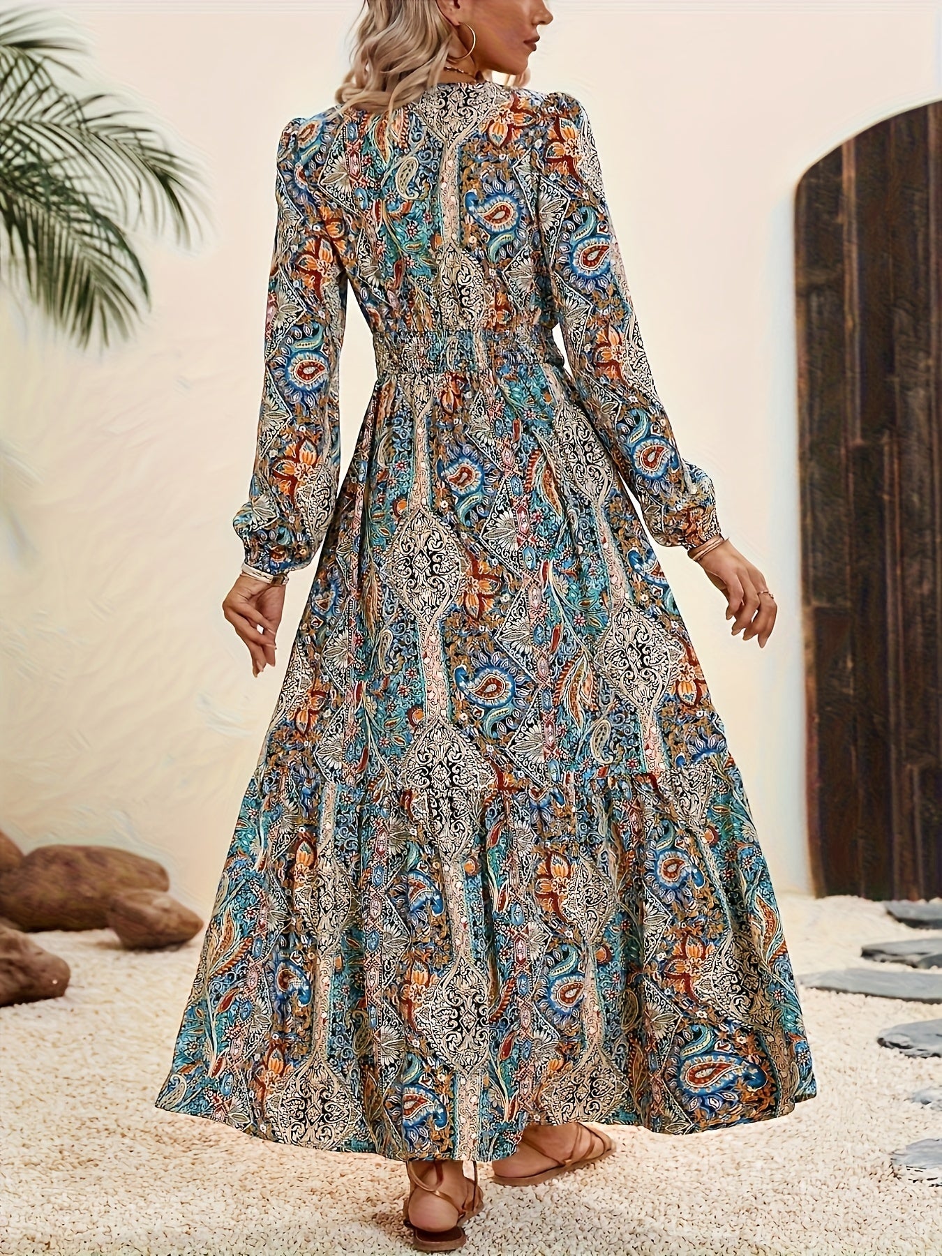 Rosmira | Boho Paisley Print Maxi Dress - Elegant Ankle-Length Dress