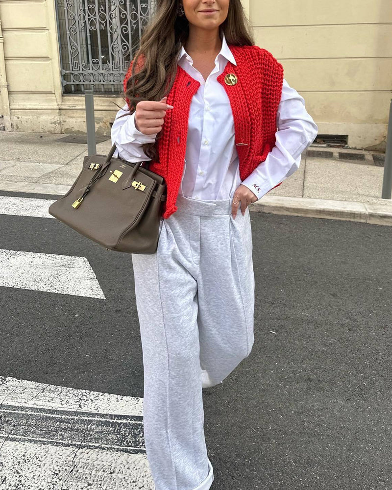 Minda | Elegant mouwloos kort gebreid vest
