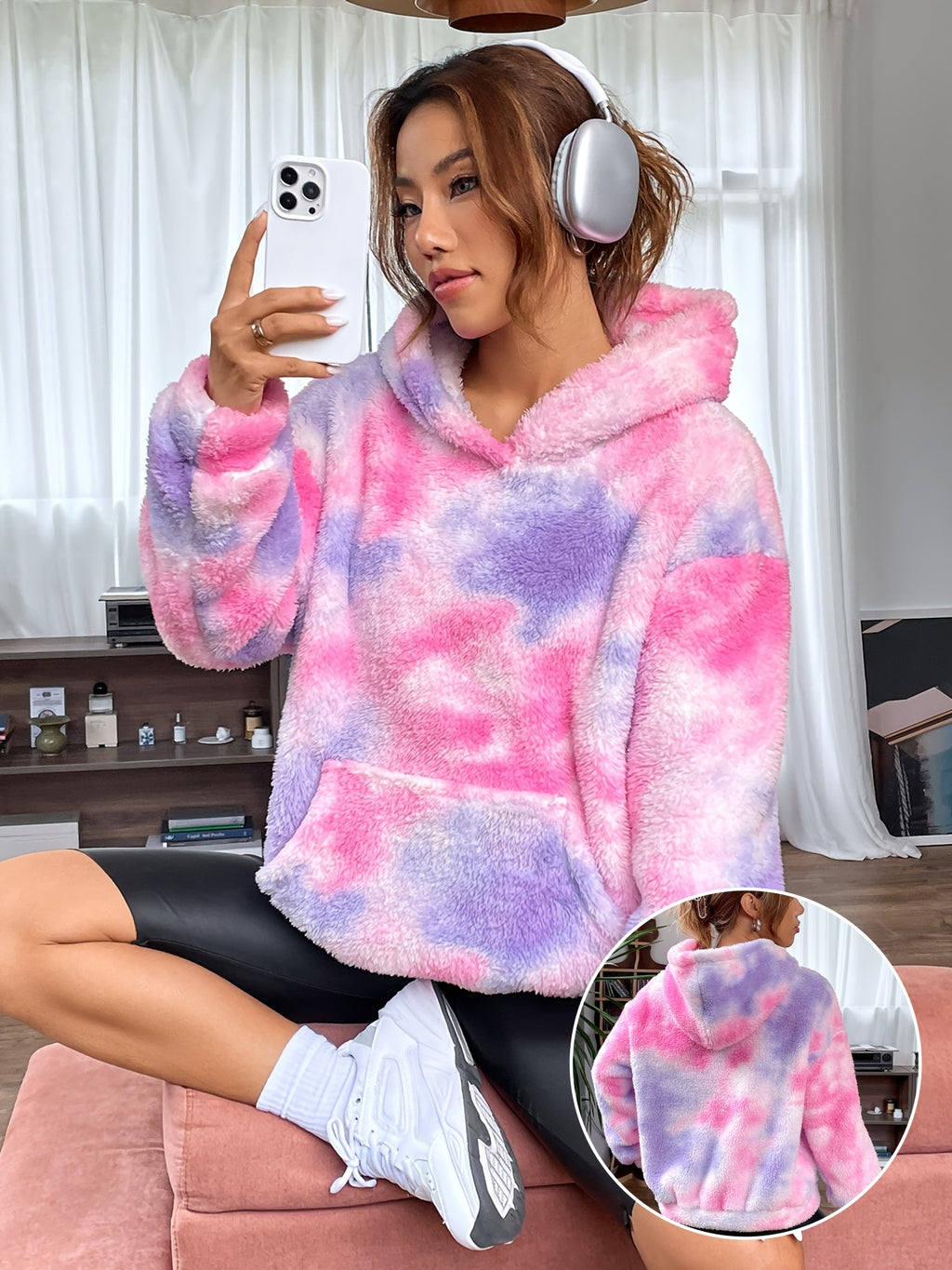 Alarice | Dames- Tie-Dye Teddy Hoodie - Willekeurig patroon, Casual Comfort