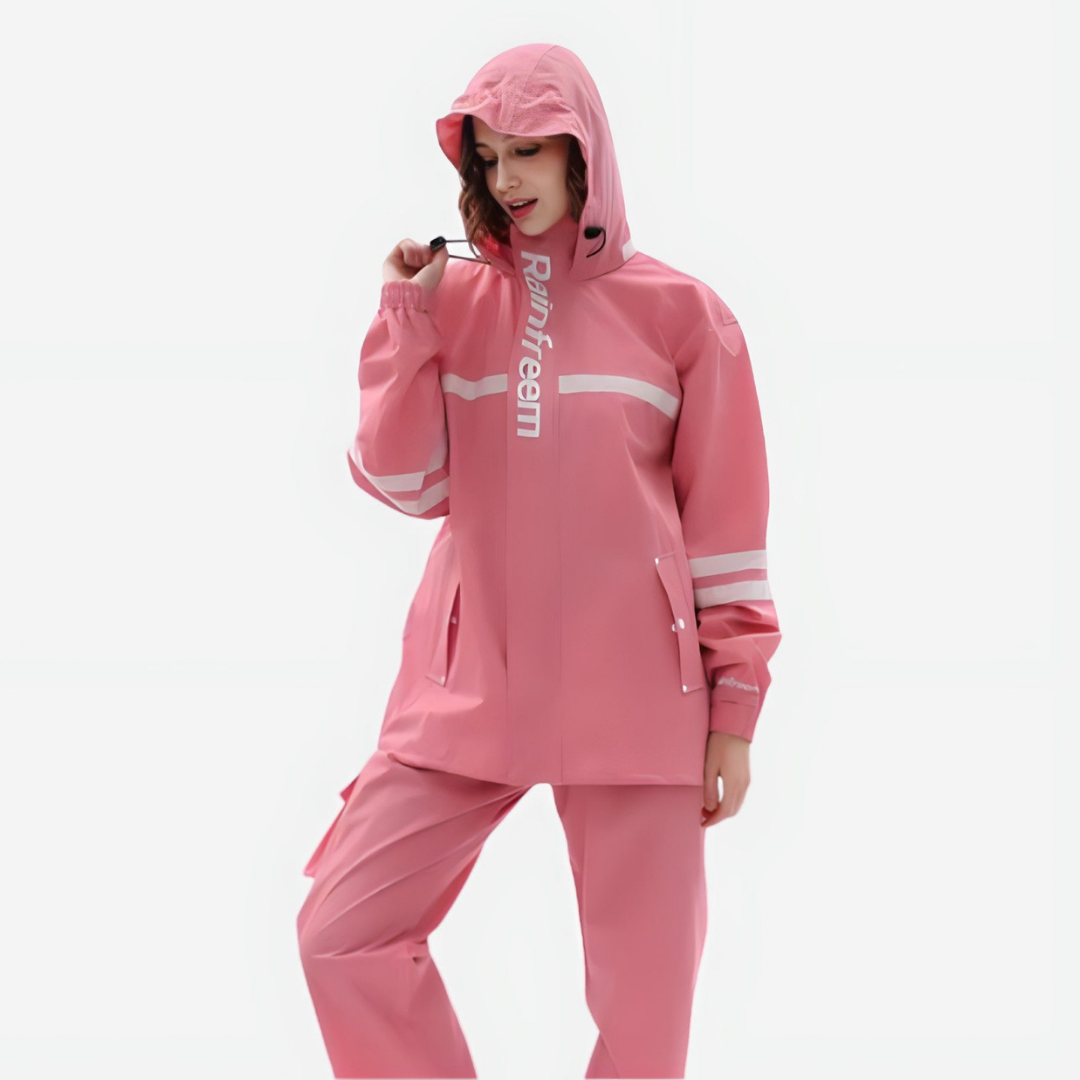 Elyra | Waterdichte regenpak voor dames – Lichtgewicht, ademend, verstelbare capuchon en taille, stijlvolle outdoorjas en -broek