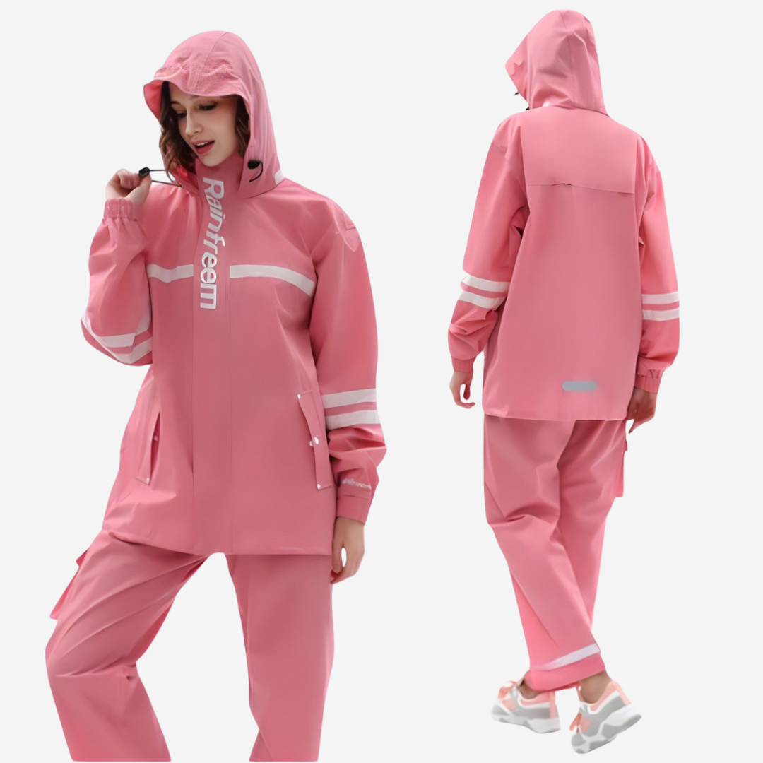 Cantalyn | 2-delig regenpak voor dames – waterdichte jas en broek, lichtgewicht, ademend