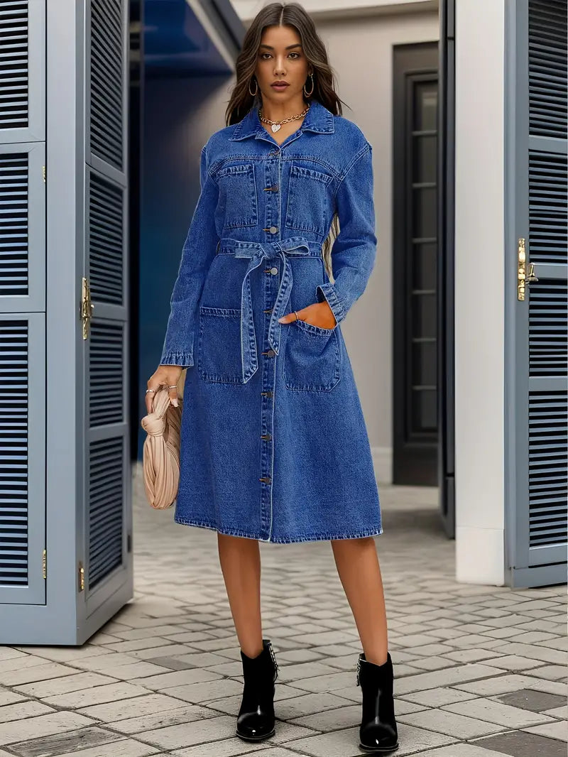 Tissu denim bleu résistant avec sacs intégrés