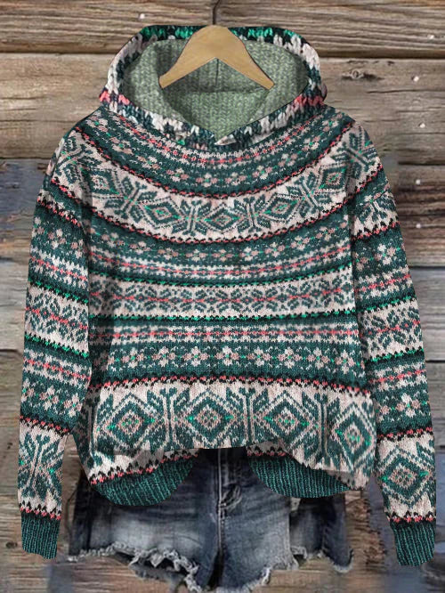 Eline | Warme IJslandse hoodie voor dames, Scandinavische stijl, wolmix, wintertrui