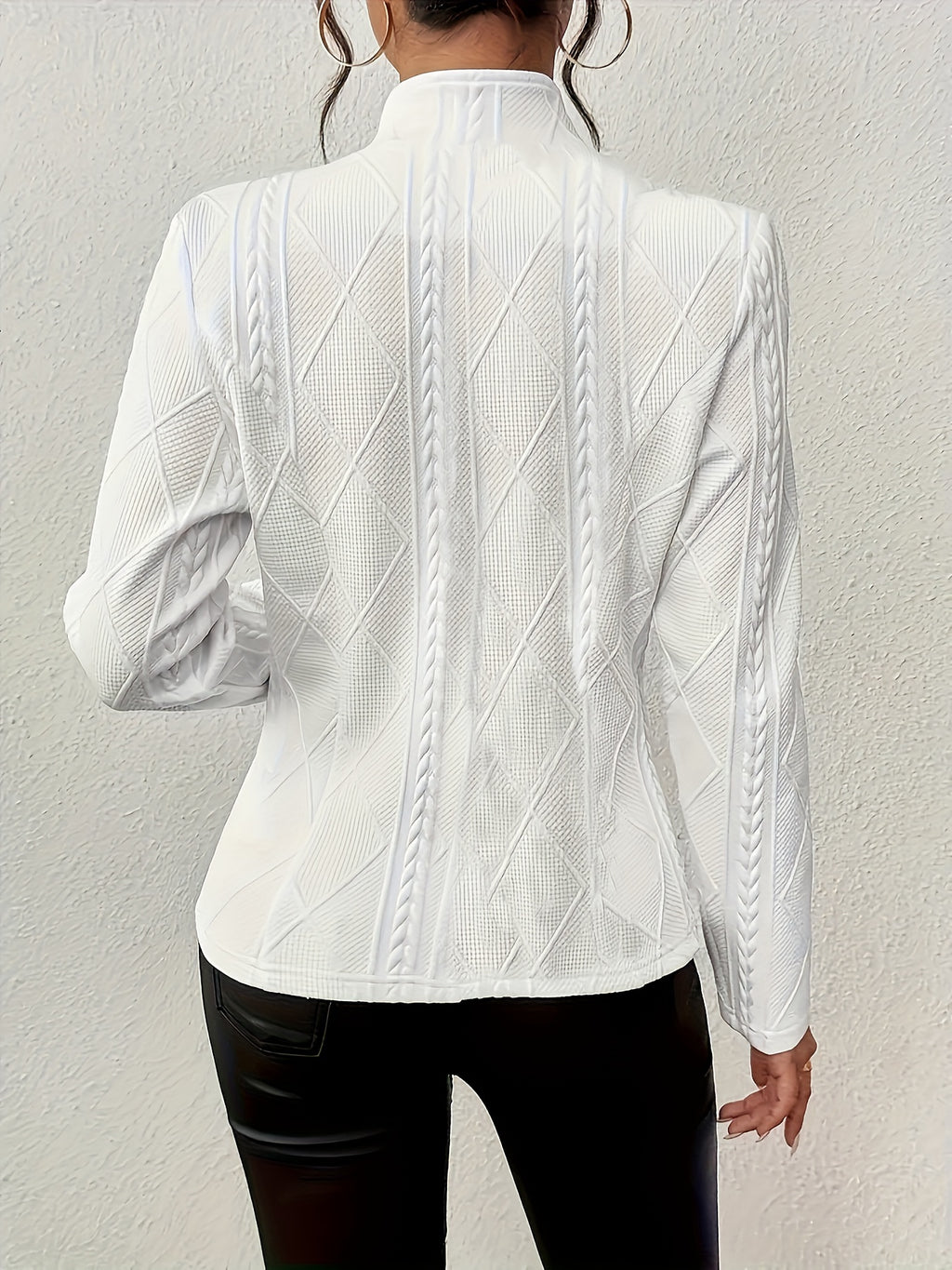 Astoria | Elegante blazer van polyester-pandexmix met structuur en één rij knopen - lange mouwen, knoopdetail