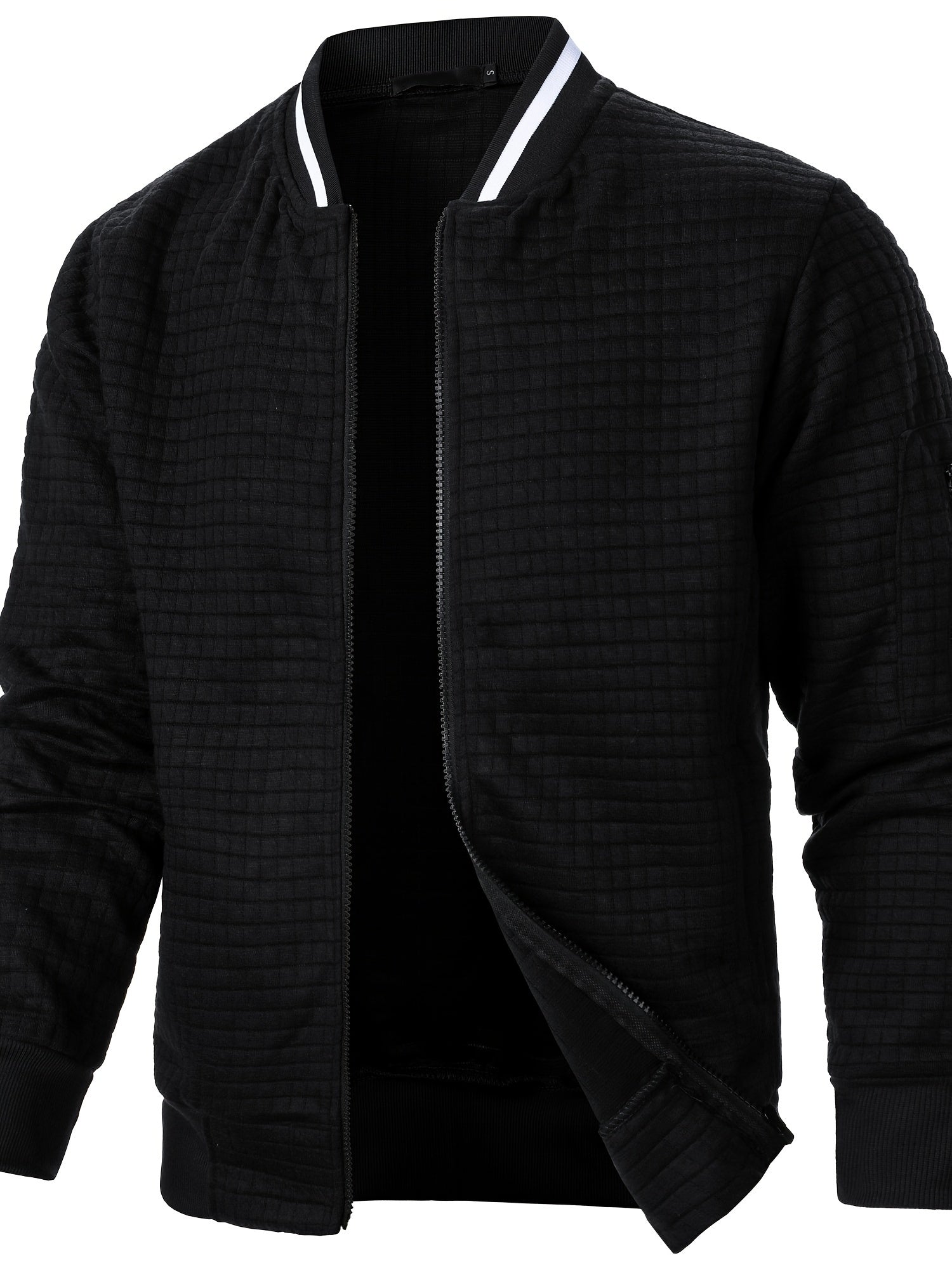 Chronix | Men's Zipper Stand-Up Collar Casual Knitted Polyester Outerwear