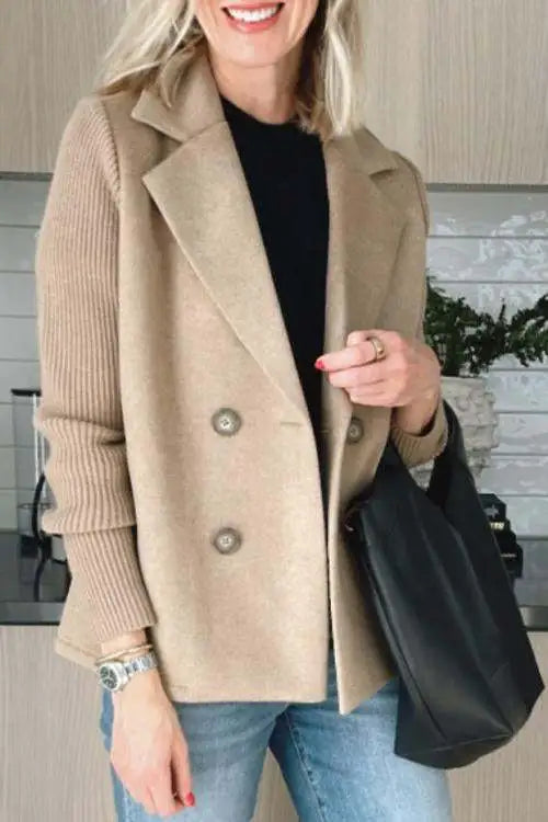 Vaela | Casual damesblazer met gebreide patchworkmouwen – Lichtgewicht stijlvol jasje