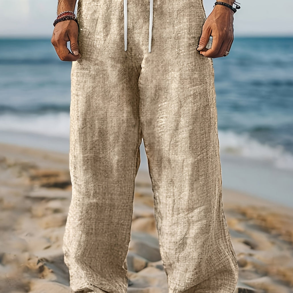 Ezra | Heren casual linnen strandbroek – lichtgewicht, ademende broek met trekkoord