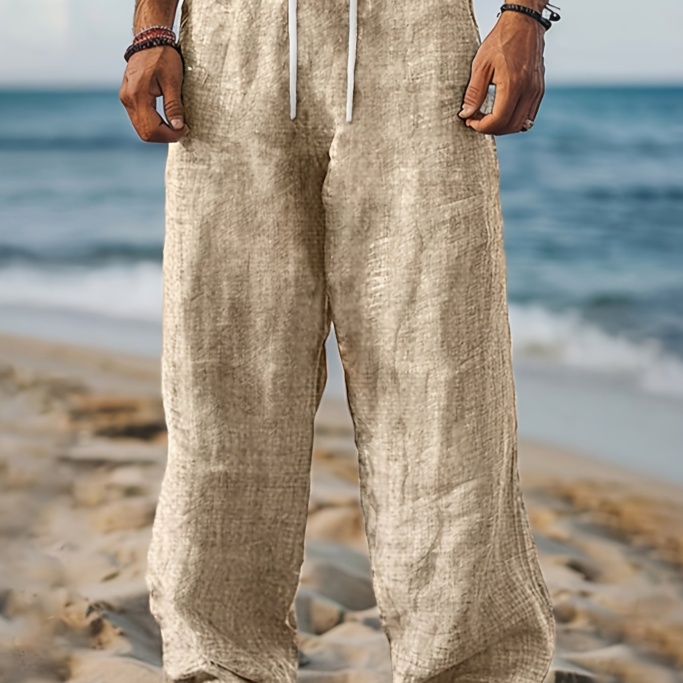 Ezra | Heren casual linnen strandbroek – lichtgewicht, ademende broek met trekkoord