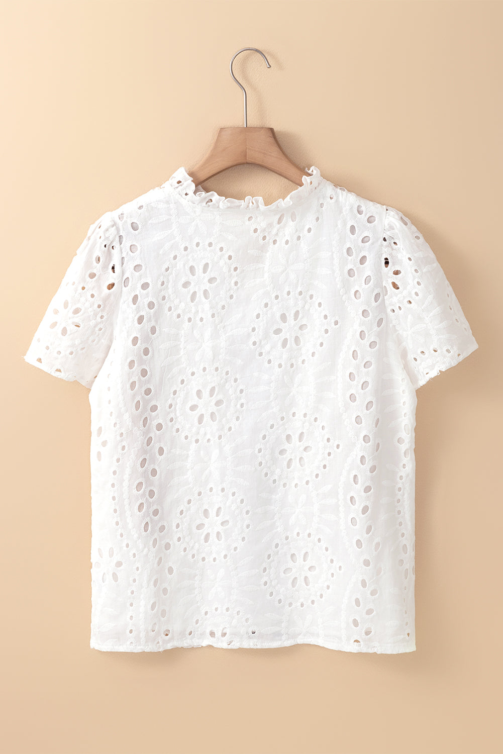 Viveca | Chique Geometrisch Borduurwerk Holle Blouse