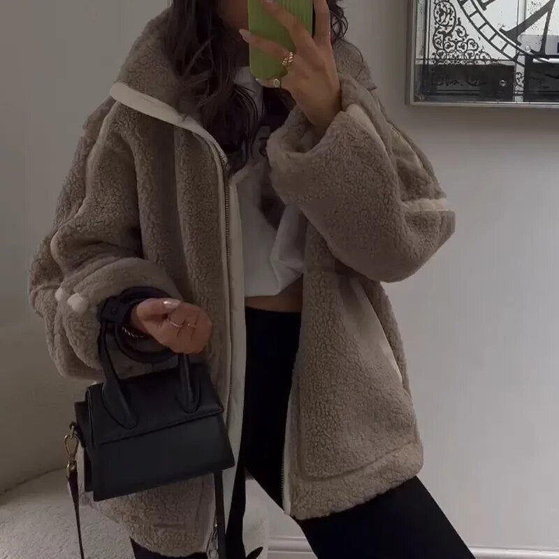 Elif | Oversized fleecejack voor dames - Warme winterjas met rits voor comfort en stijl